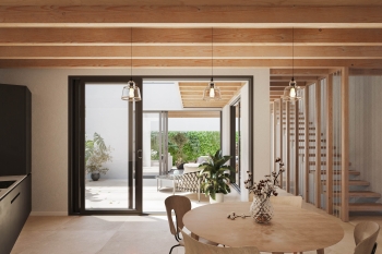 Private patio residence with expansive living spaces and rooftop solarium